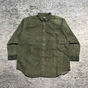 Chesterfield Shirt Button Down Long Sleeve Mens Large Green Cotton Pocket Shirt